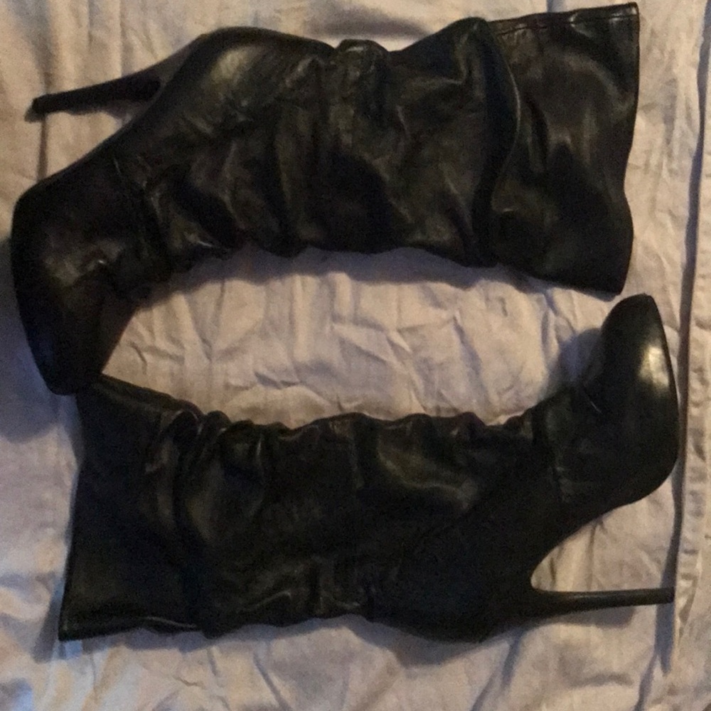 Black leather boots